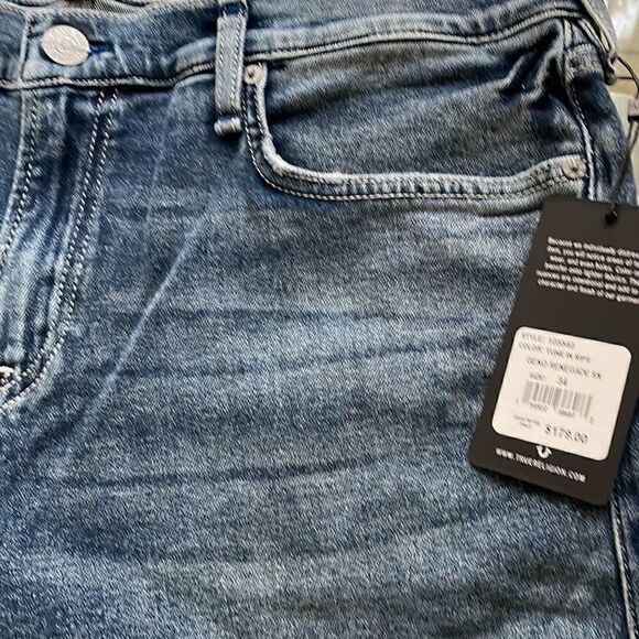 True Religion NWT jeans 34 GINO relaxed slim dark blue wash faded distressed - Picture 12 of 16